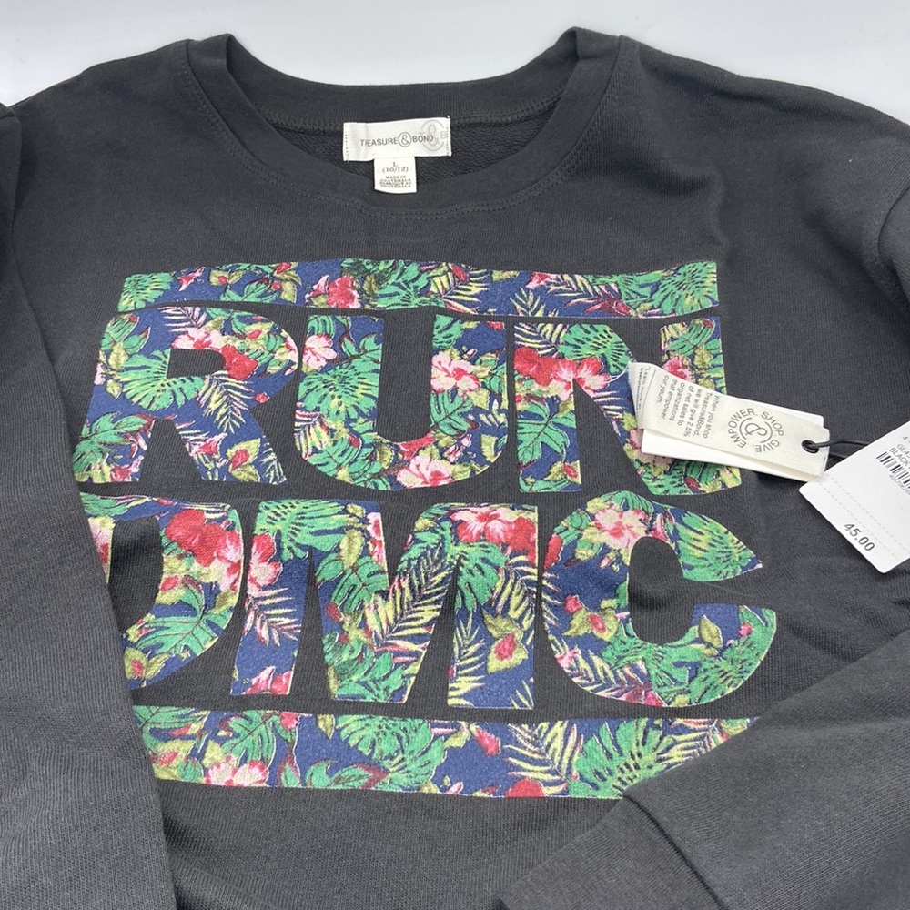NEW! RUN DMC Hawaiian Floral Sweatshirt Size L (10/12) Treasure & Bond - Picture 10 of 10